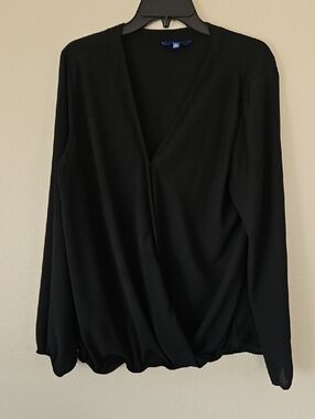 XL Apt. 9 Women's Black Wrap Long-Sleeve Top
